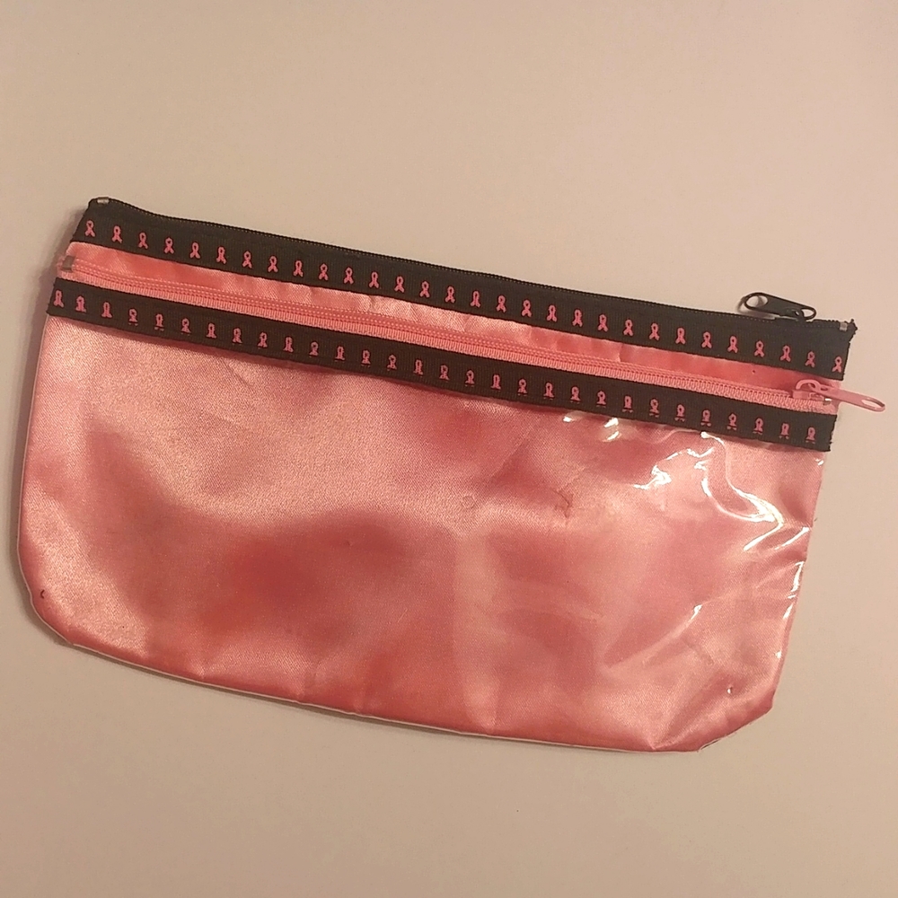 4/$15 🌻 Pink Ribbon Breast Cancer Makeup / Jewellery Zipper Pouch